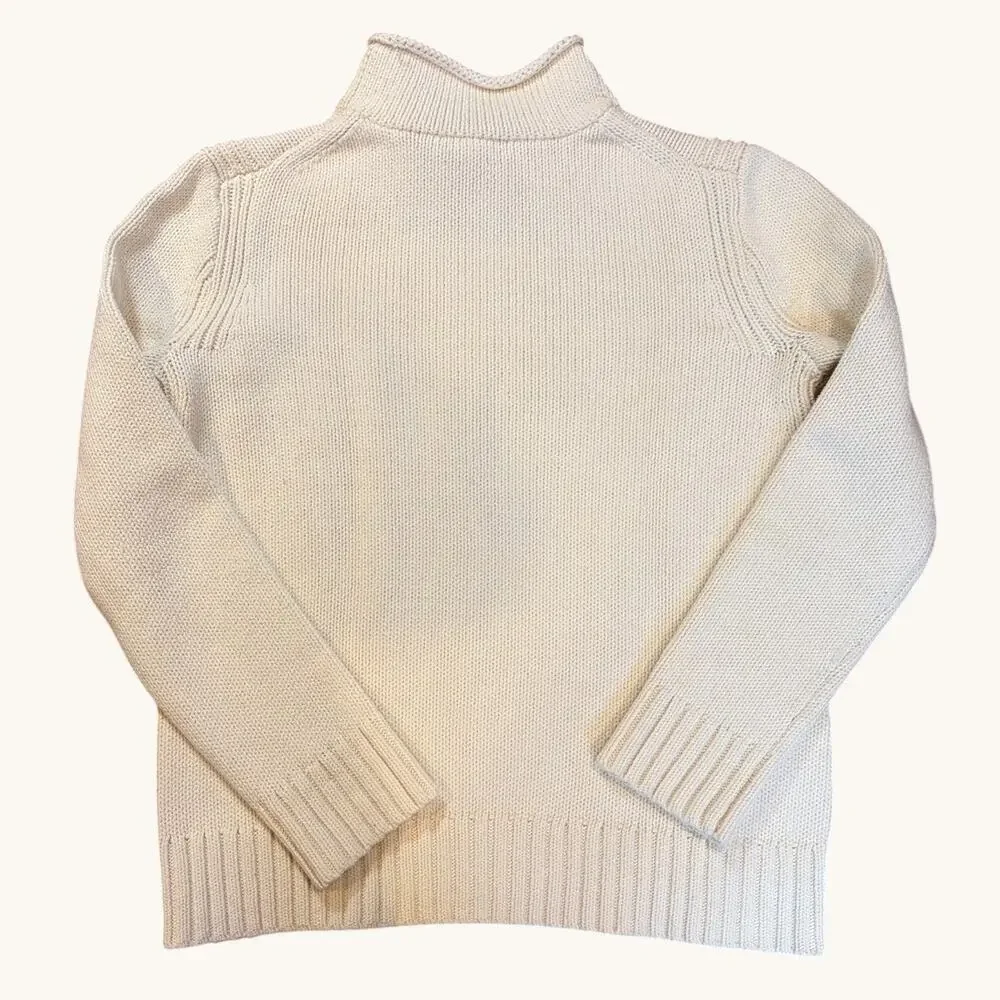 J.CREW Women's 1988 Rollneck Sweater Size Small Ivory Cotton Blend Pullover - Picture 6 of 9